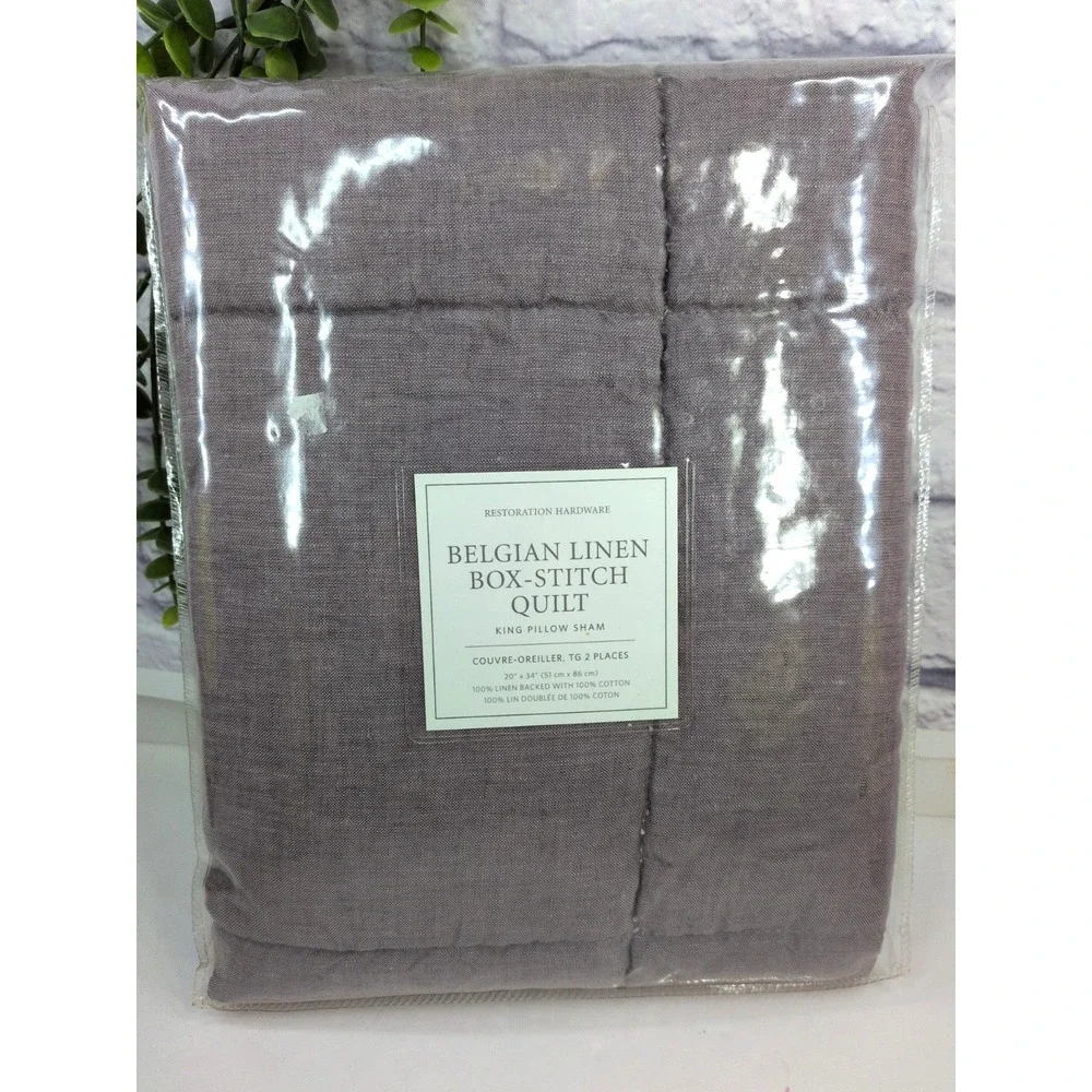 SEALED NEW🚨Restoration Hardware Belgian Linen BOX-Stitch Quilt King Pillow Sham